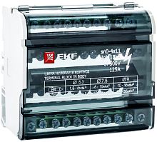 Шина в корпусе на DIN-рейку (кросс-модуль) EKF PROxima ШНК 4х11 3L+PEN серый картинка 